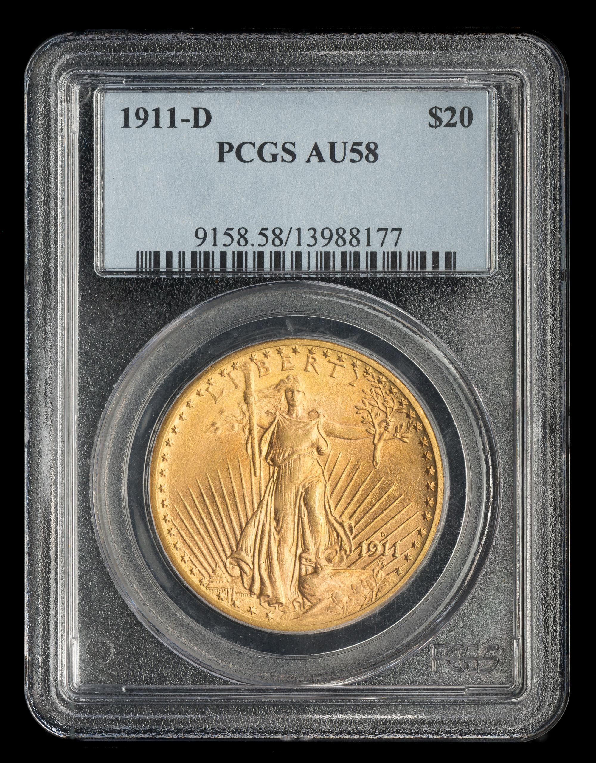 A United States 1911-D St. Gaudens $20 Gold Coin