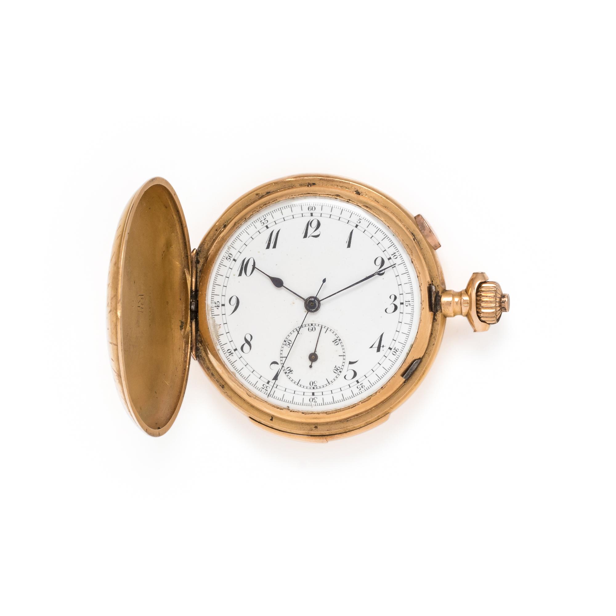 18K YELLOW GOLD QUARTER REPEATER HUNTER CASE POCKET WATCH