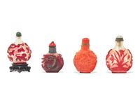 Four Chinese Glass Snuff Bottles 料器鼻煙壺四隻