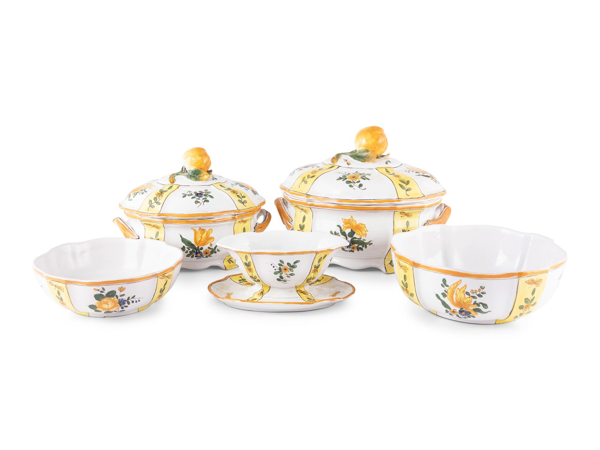A French Hand Painted Faience Dinner Service