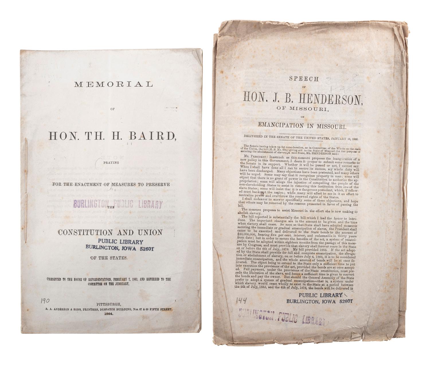 [SLAVERY, ABOLITION & EMANCIPATION]. A group of 40 antebellum and Civil War-era pamphlets on enslavement, abolition, emancipation, and colonization, comprising: