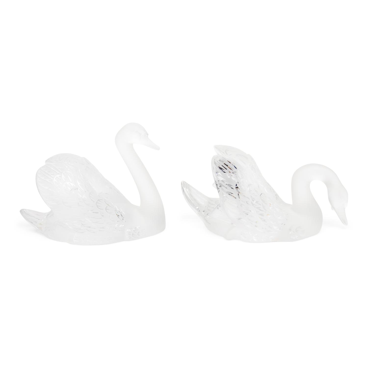 A Pair of Lalique Miroir Cygnes Sculptures