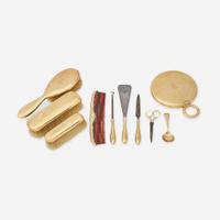 An antique fourteen karat gold and metal vanity set, J.E. Caldwell & Co.