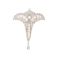 EDWARDIAN, NATURAL PEARL, DIAMOND AND PLATINUM BROOCH
