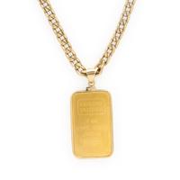 Yellow Gold Chain with High Karat Gold Bar Pendant