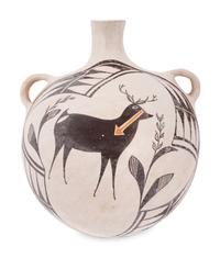Pottery Canteen, with Heartline Deer