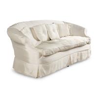 A Cream Silk-Slipcovered Reniform Sofa