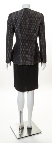 A Geoffrey Beene Black and Gold Jacket and Skirt Ensemble, Both size 8.