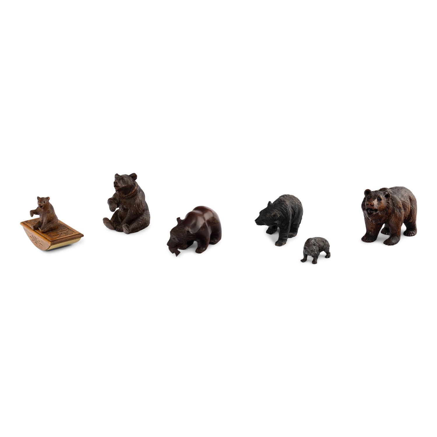 A Group of Six Black Forest Carved Bears