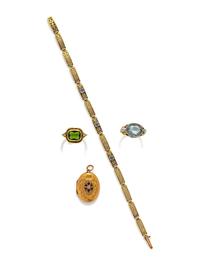 COLLECTION OF YELLOW GOLD AND GEMSTONE JEWELRY