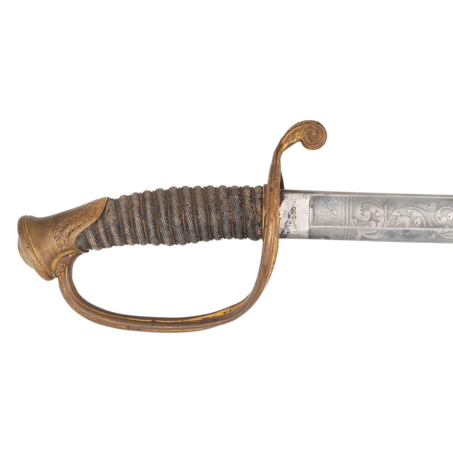 1862 Dated and Inspected Ames Model 1850 Foot Officers Sword with Presentation to Capt. Hugh Donnelly - 37th Mass Infantry - WIA Cold Harbor