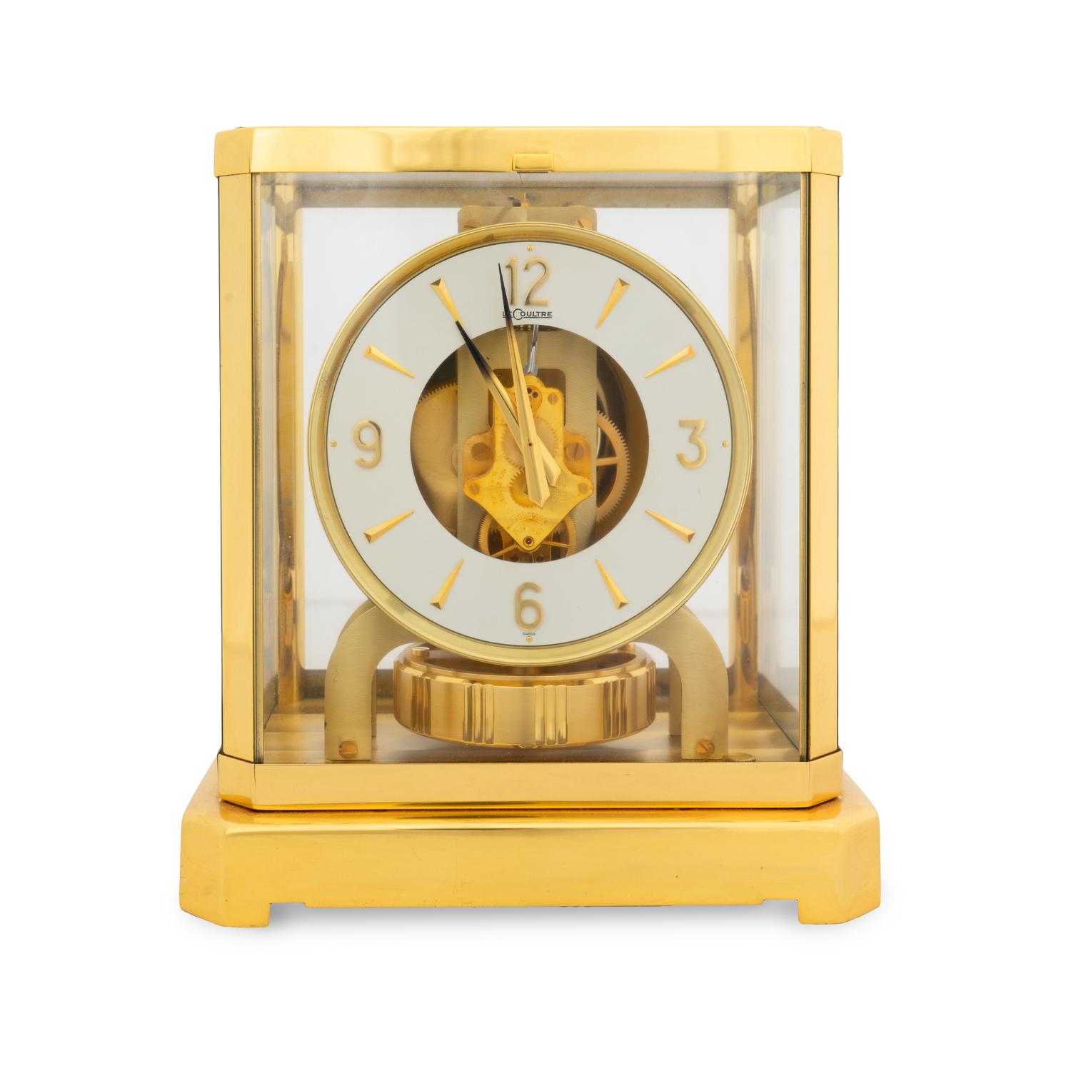 A Le Coultre Brass and Glass Atmo s Clock