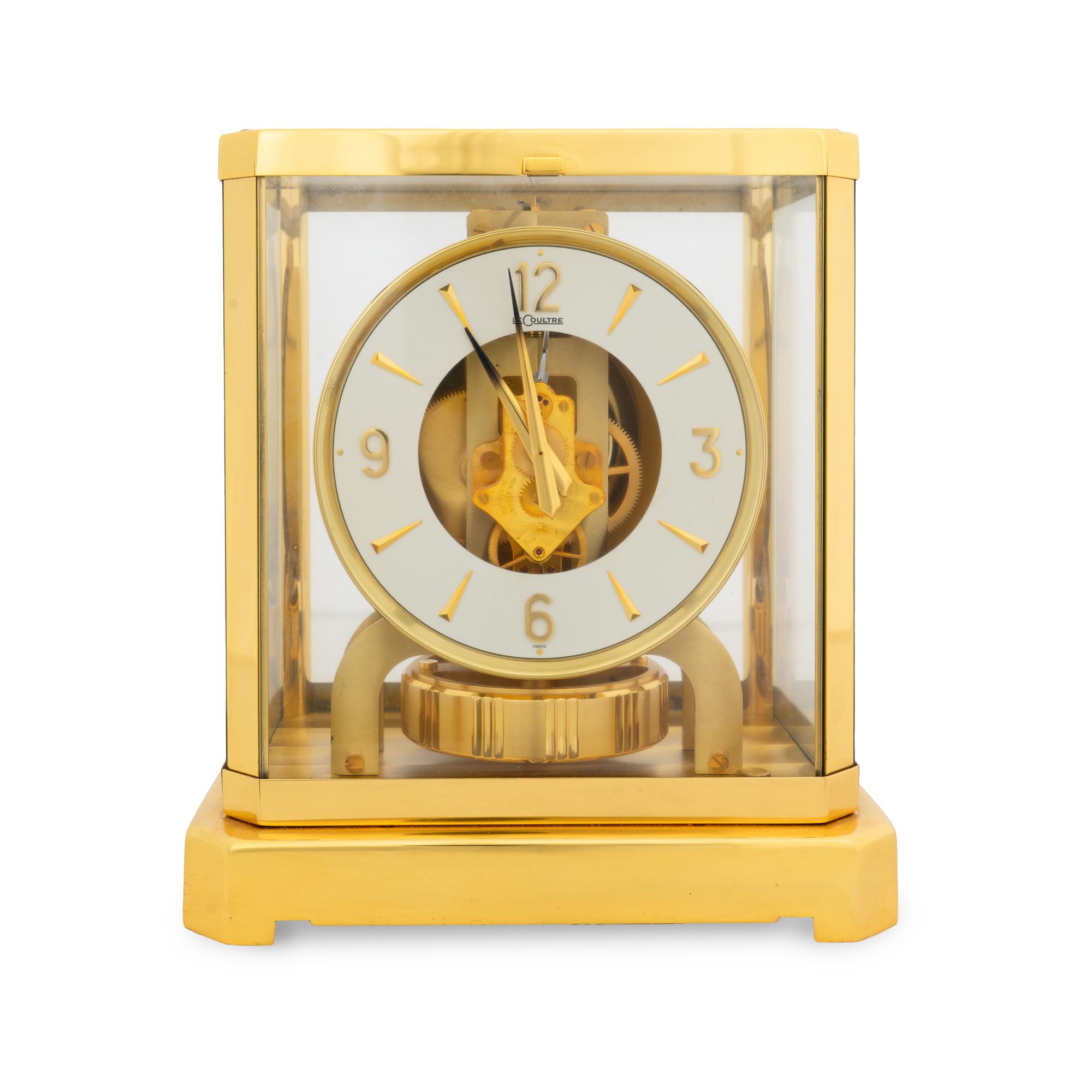A Le Coultre Brass and Glass Atmo s Clock