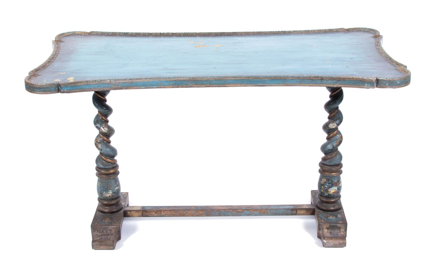 A Mizner Style Painted Table Height 28 x width 52 x depth 27 inches. — 20TH CENTURY