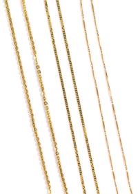A Collection of 18 Karat Yellow Gold Chains, 18.80 dwts.