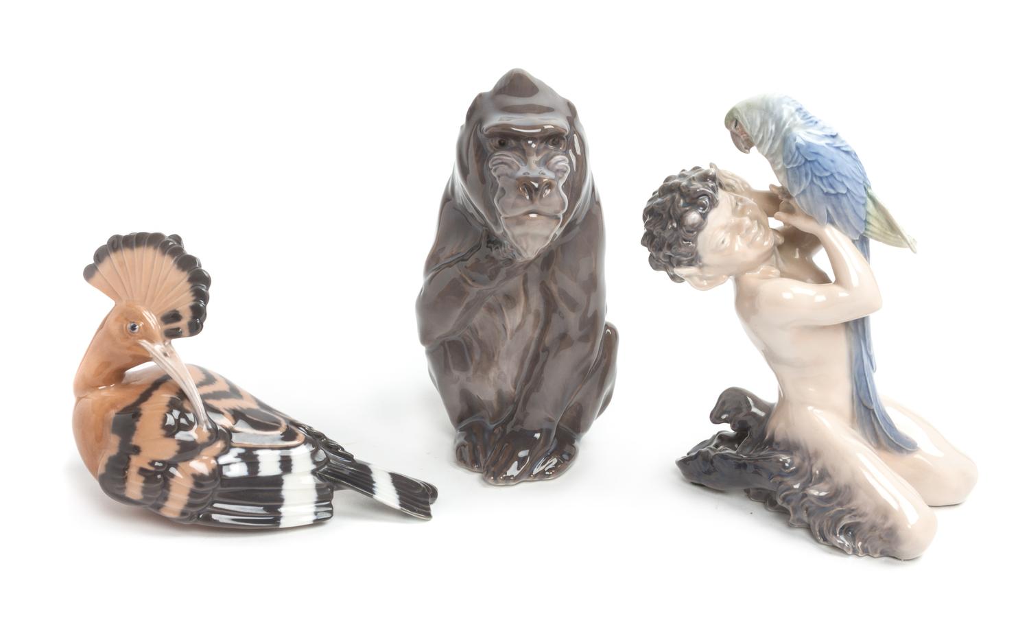 Three Royal Copenhagen Porcelain Figures Height of tallest 7 inches. — 20TH CENTURY