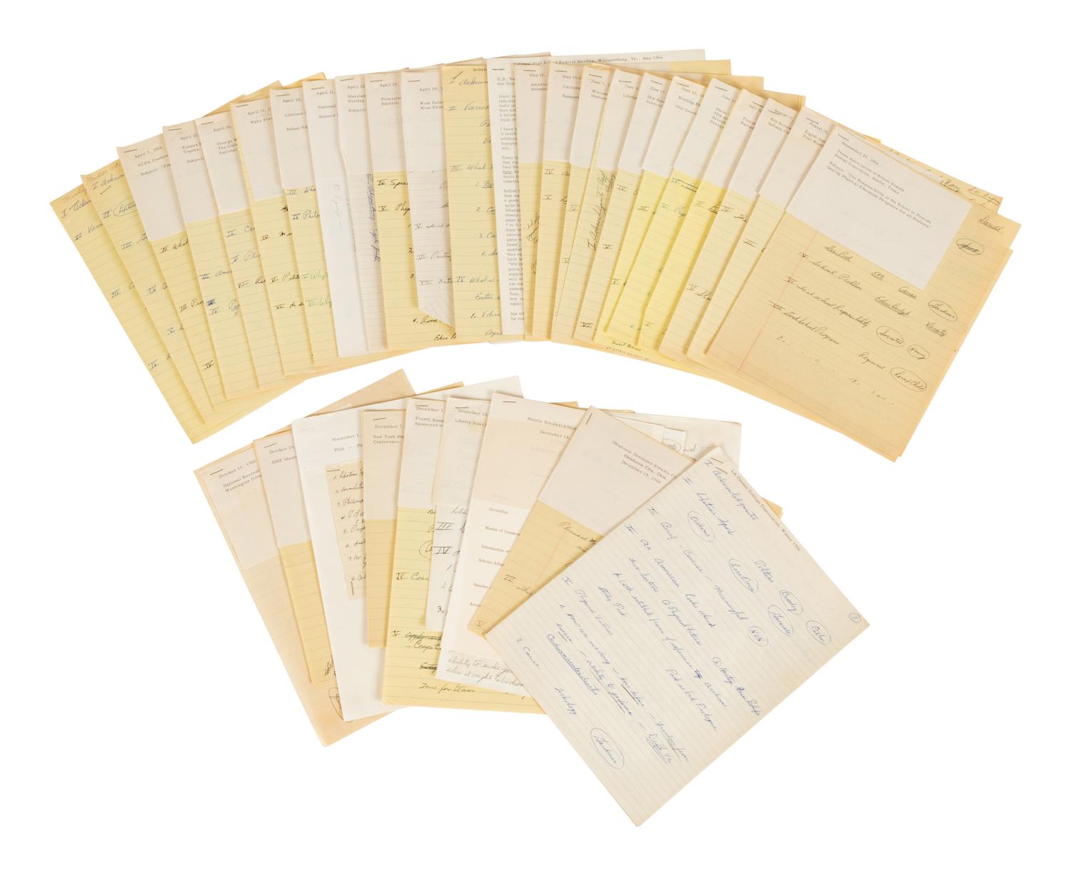 A Group of Sports and Political Speeches From the Collection of of Hall of Fame Oklahoma Football Coach Bud Wilkinson