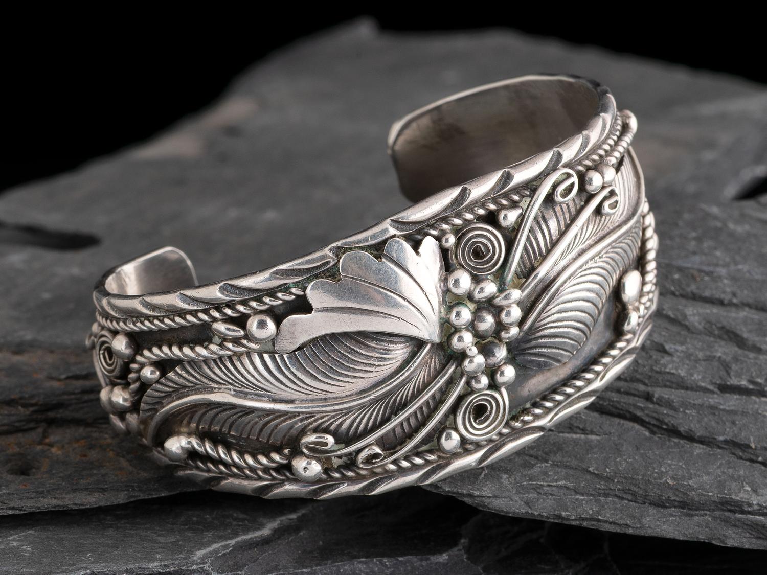 Sterling Silver and Filagree Cuff Bracelet