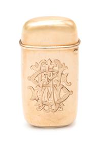 An American Rose Gold Vesta Case, Tiffany & Co., New York, NY, the exterior with an engraved monogram to each side.