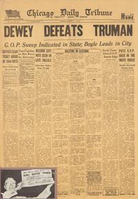 [Presidential] Truman, Harry. " Dewey Defeats Truman" issue of the Chicago Daily Tribune and Inscribed Photograph