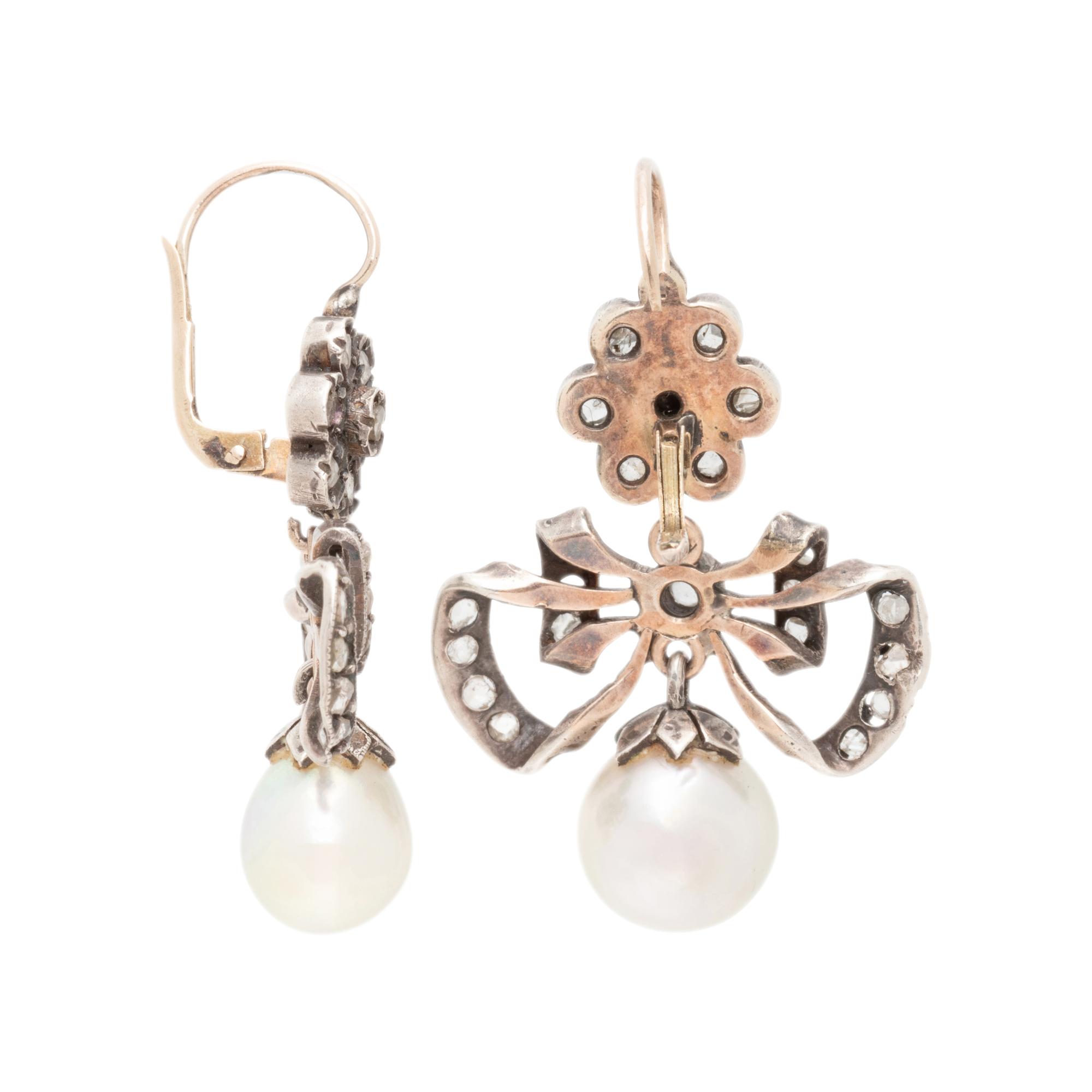 DIAMOND AND CULTURED PEARL EARRINGS