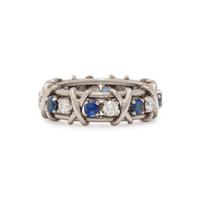TIFFANY & CO., SCHLUMBERGER, DIAMOND, SAPPHIRE AND PLATINUM 'SIXTEEN STONE' RING