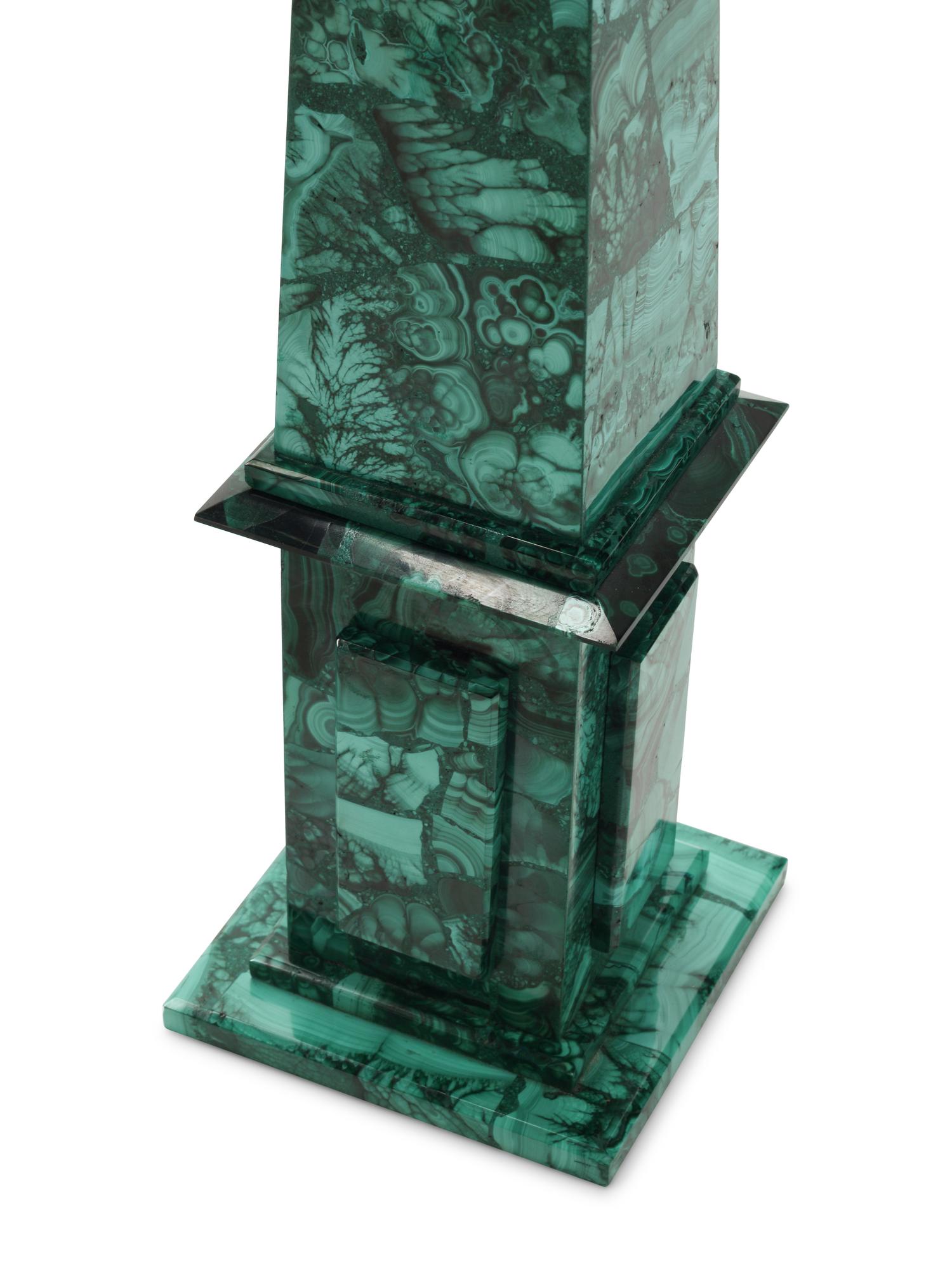 A Pair of Large Malachite Obelisks
