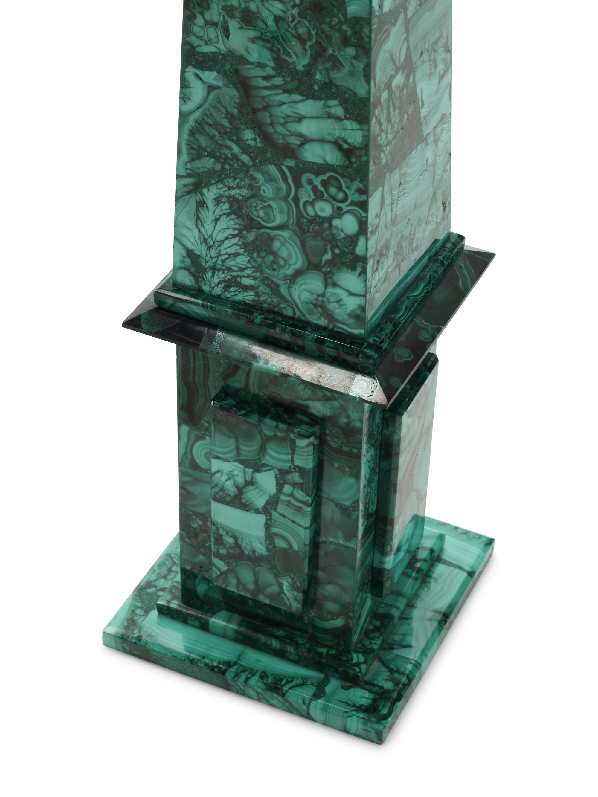 A Pair of Large Malachite Obelisks