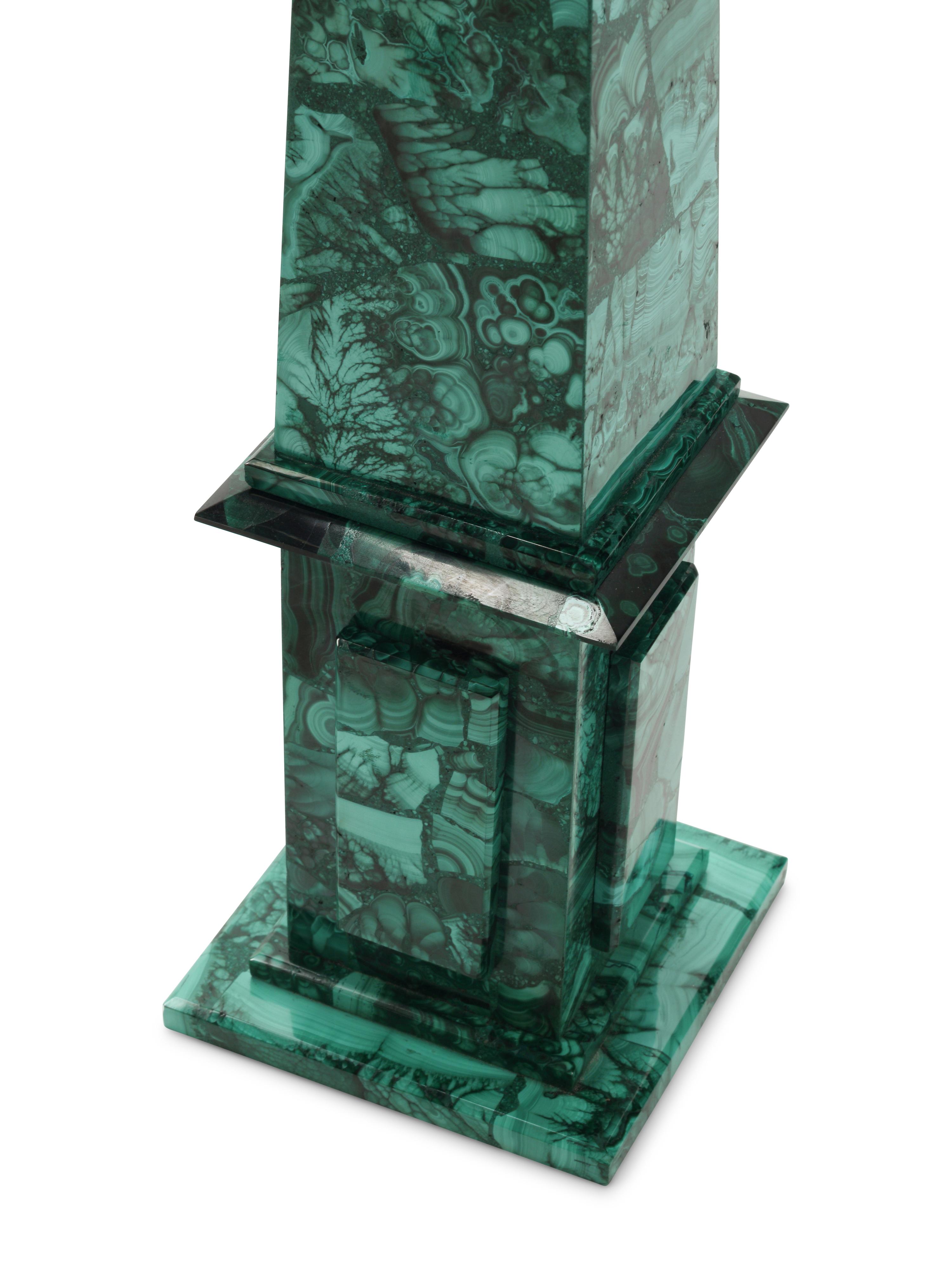 A Pair of Large Malachite Obelisks