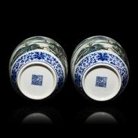 A Pair of Chinese Underglazed Blue and Famille Rose Porcelain 'Landscape' Vases, 20th Century — 近代 青花粉彩山水圖瓶一對
