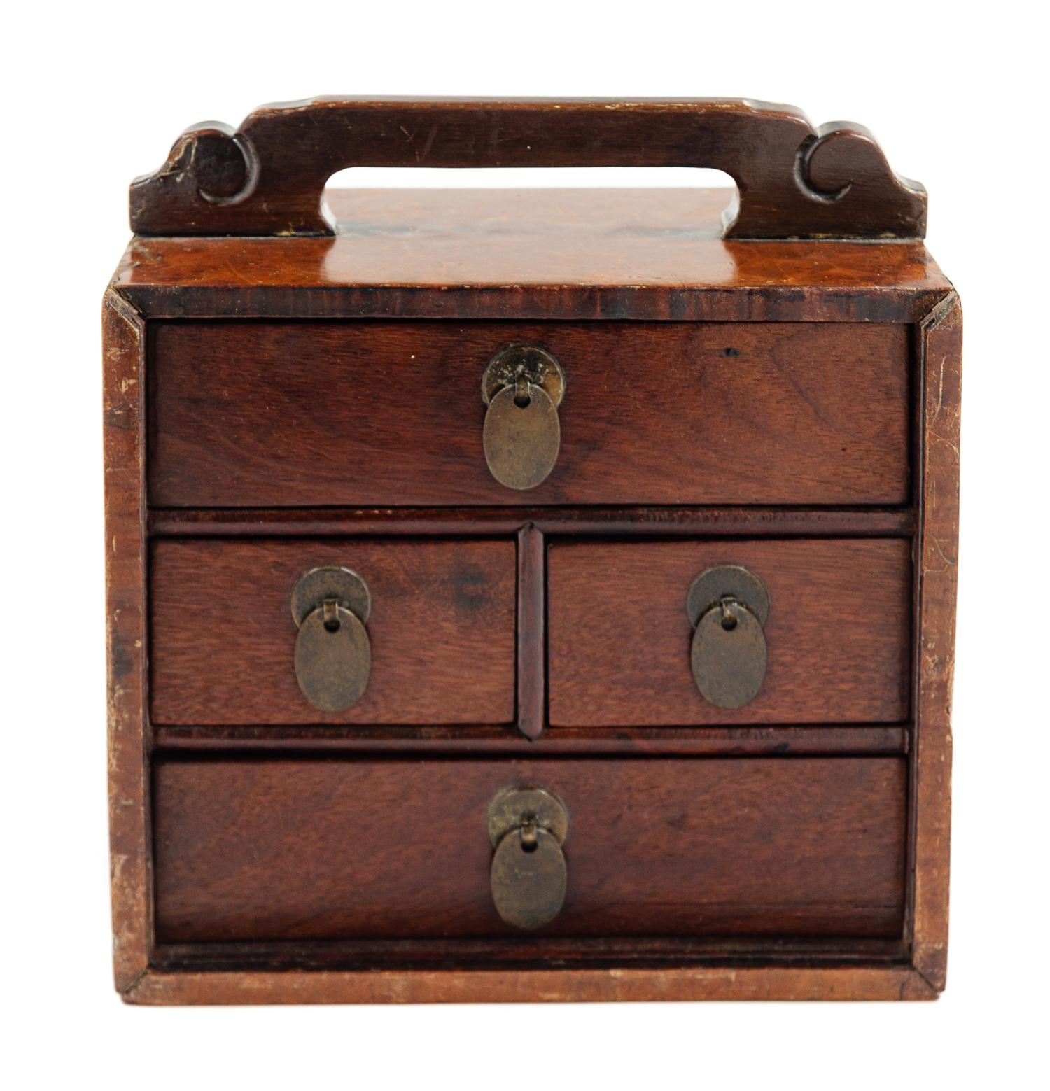 A Small Chinese Mixed Wood Chest Height 8 1/2 inches. — QING DYNASTY (1644-1911)