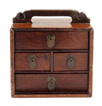 A Small Chinese Mixed Wood Chest Height 8 1/2 inches. — QING DYNASTY (1644-1911)
