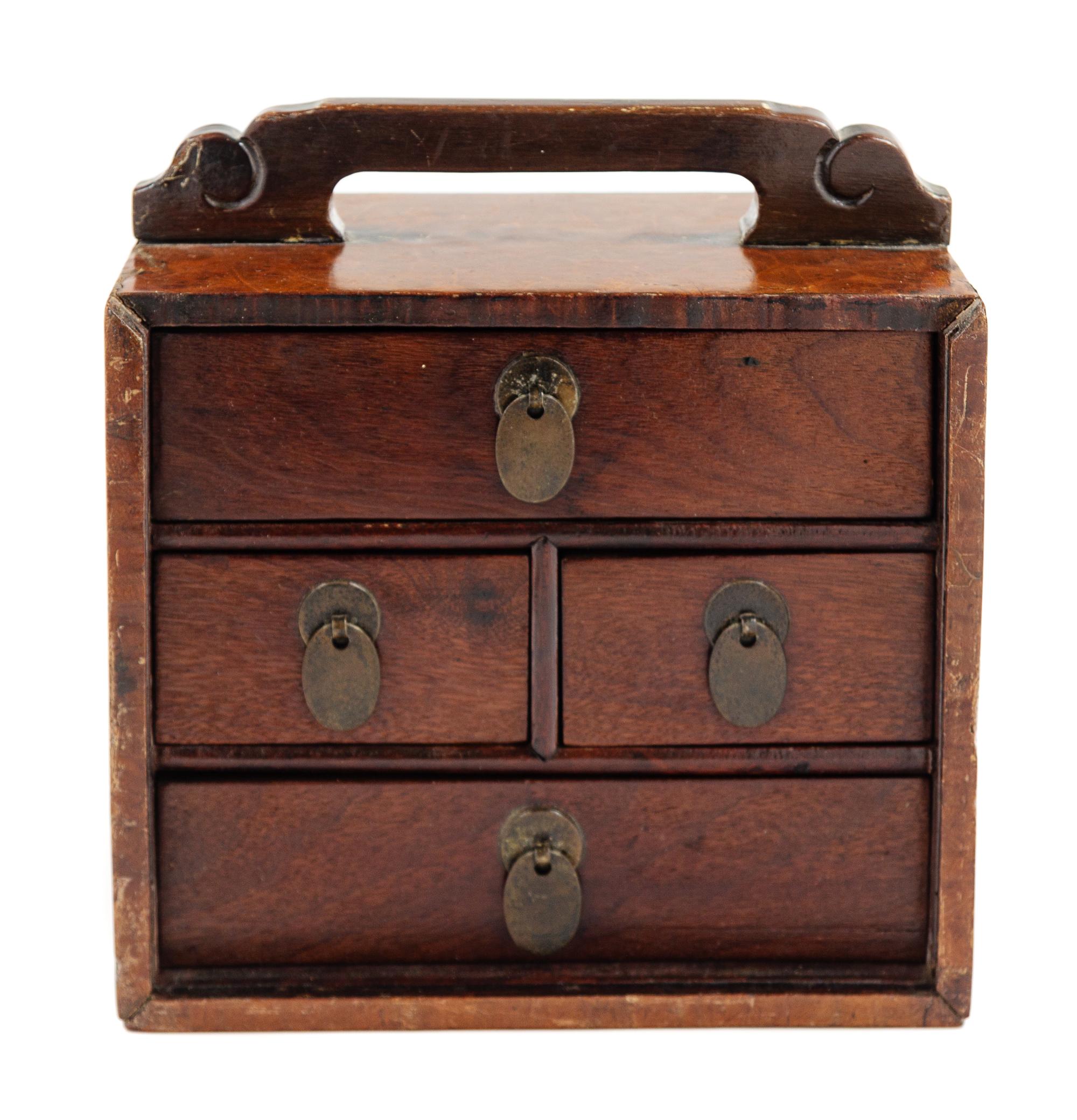 A Small Chinese Mixed Wood Chest Height 8 1/2 inches. — QING DYNASTY (1644-1911)