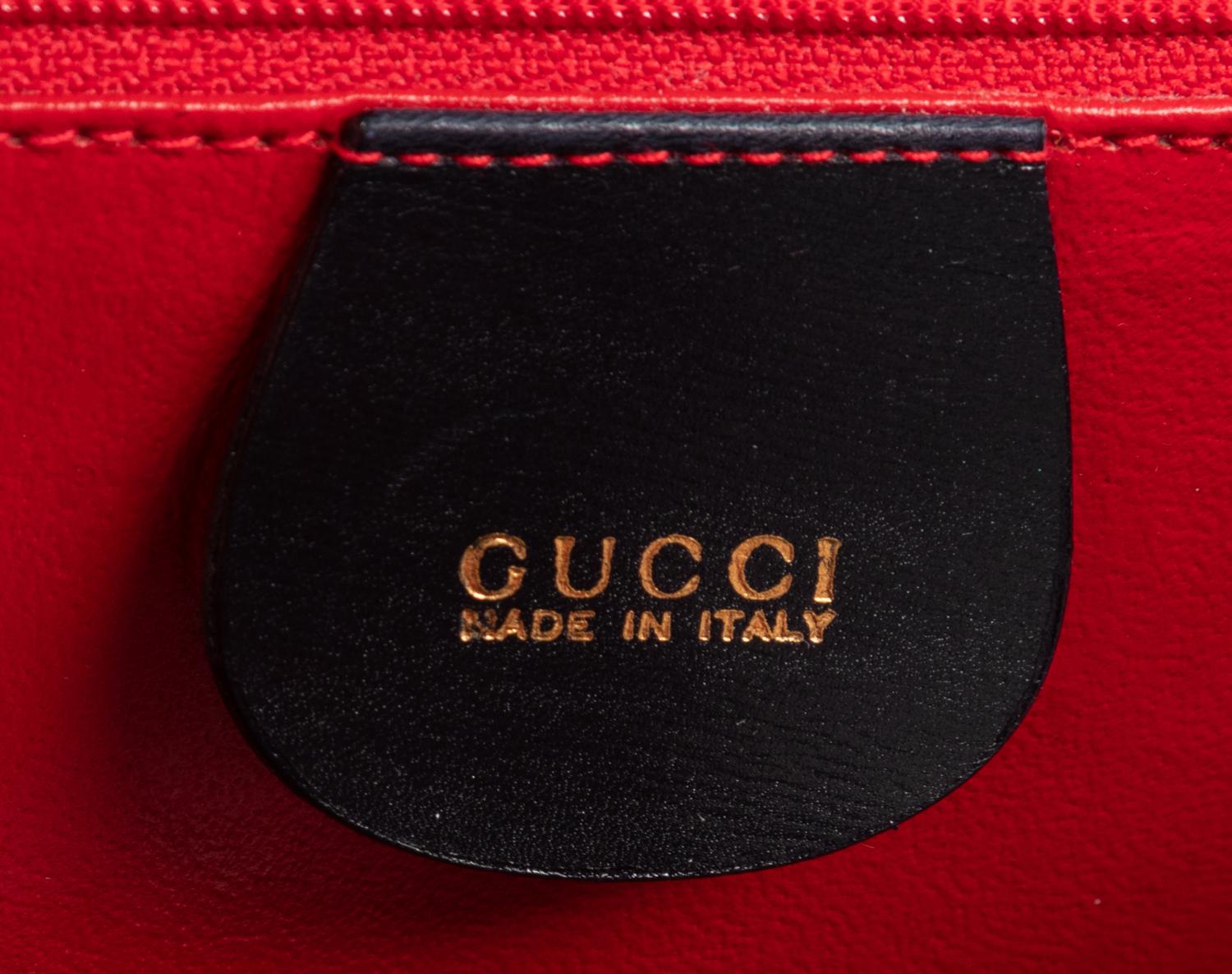 Gucci Navy Leather Front Lock Hand Bag