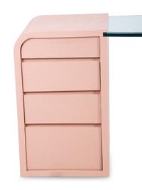 A Karl Springer Style Painted Cloth Wrapped and Glass Dressing Table with a Lucite Stool — CIRCA 1970