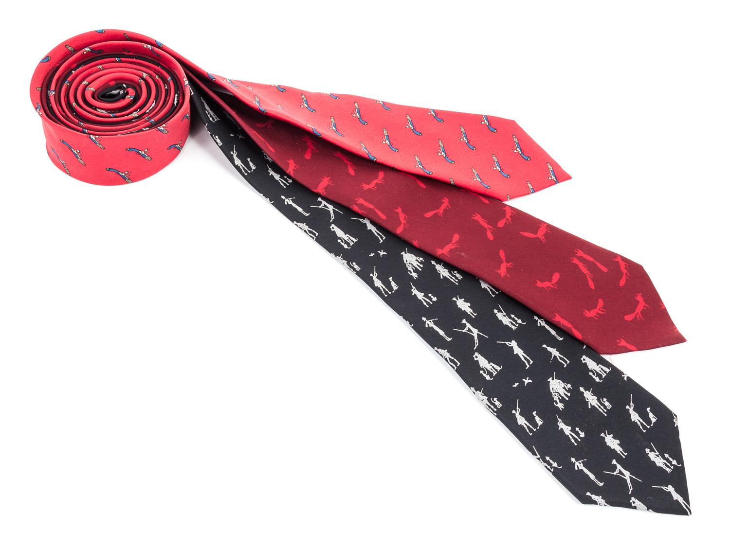 A Group of Three Hermes Silk Ties,