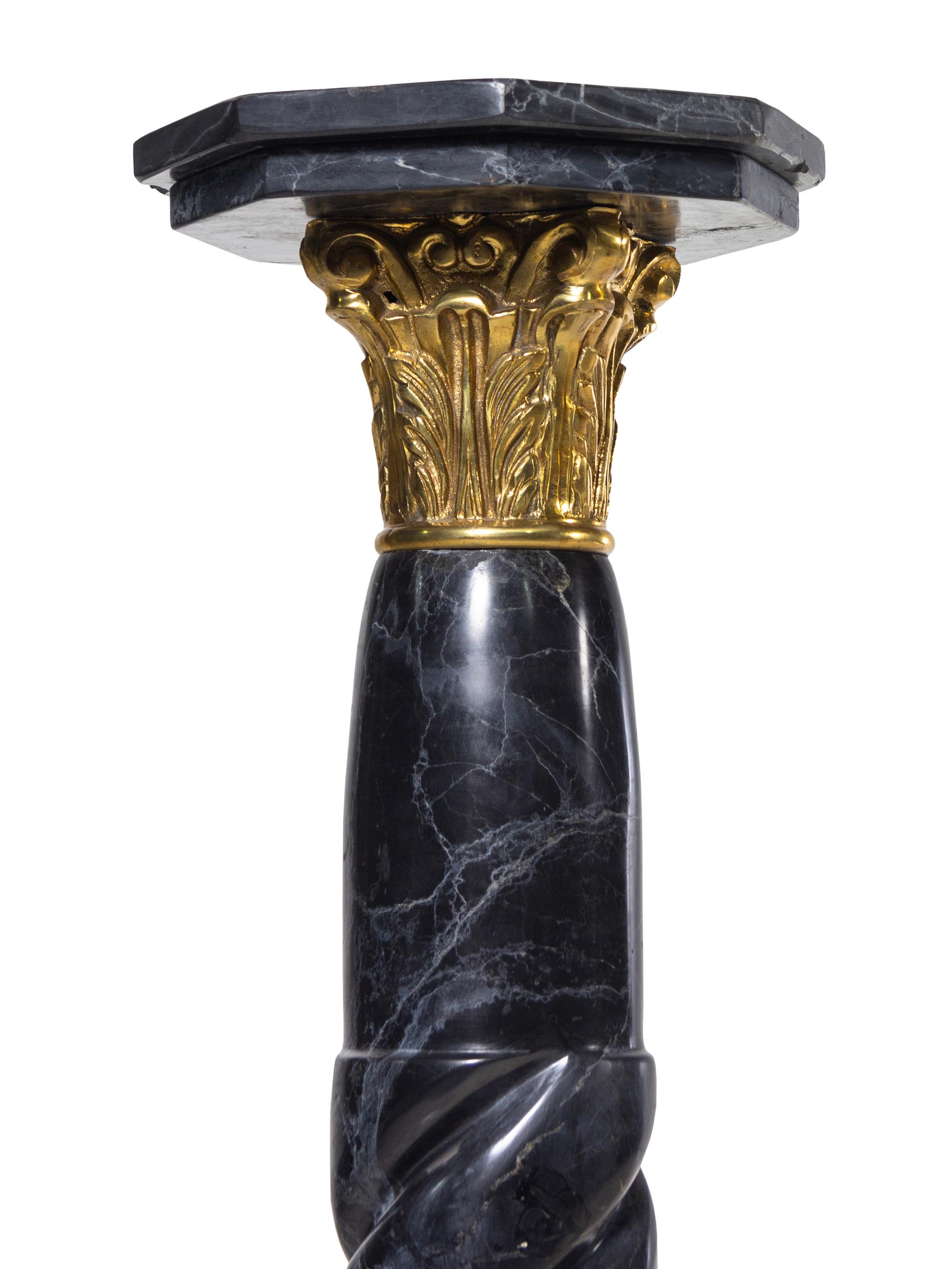A Continental Gilt Bronze Mounted Marble Pedestal