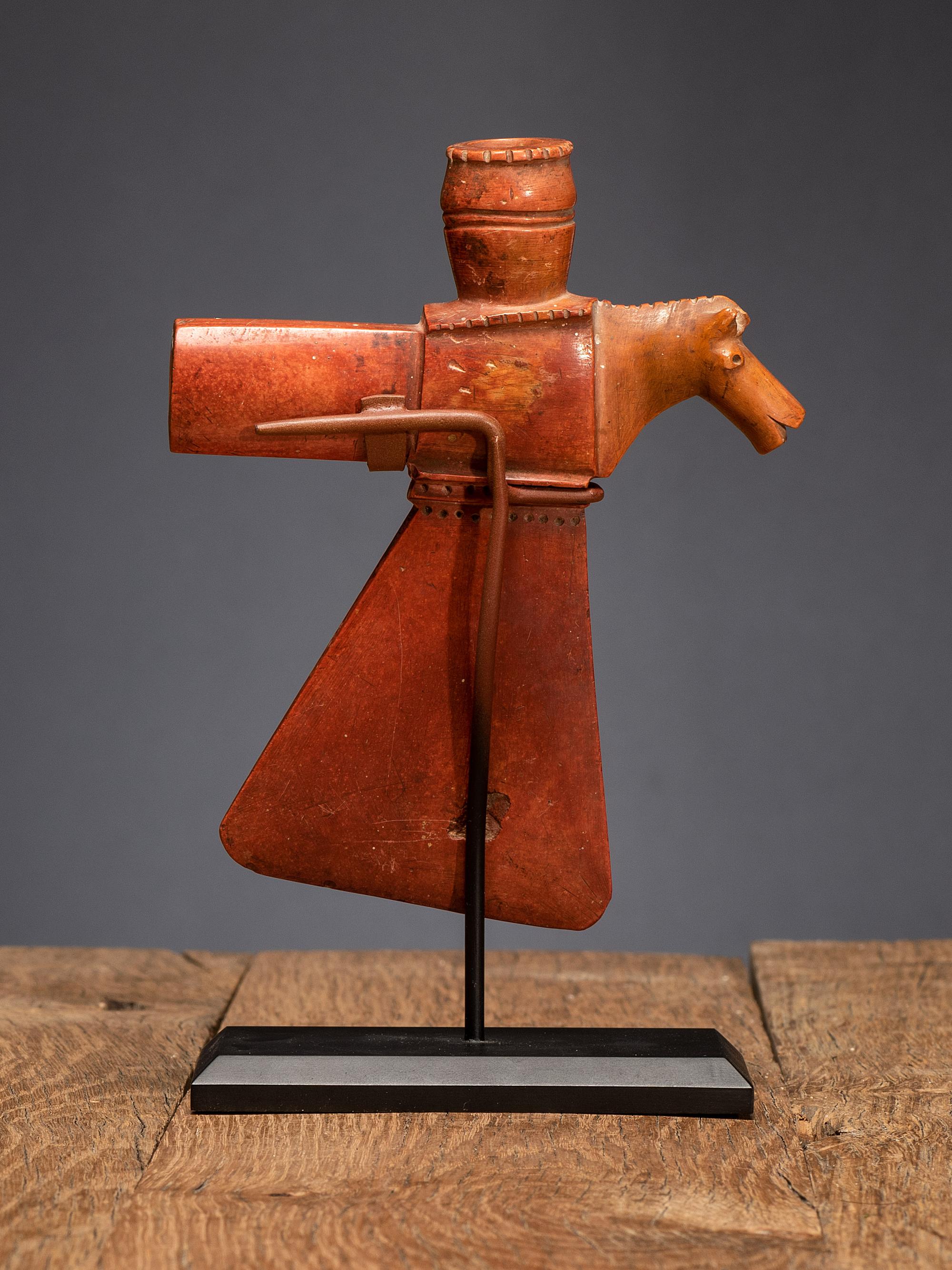Sioux Catlinite Tomahawk Pipe Bowl, with Horse
