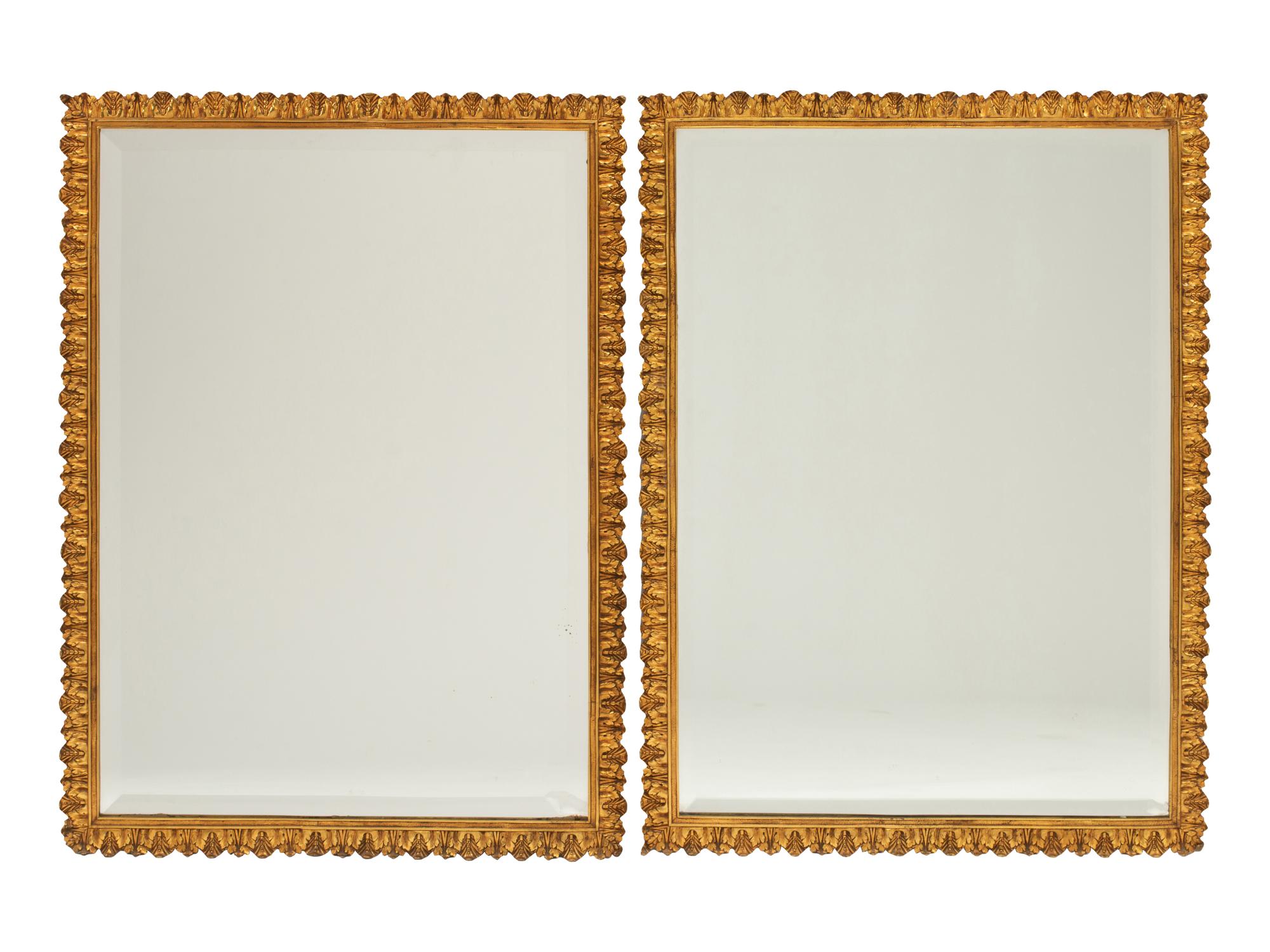A Pair of Louis XVI Style Gilt Bronze Mirrors
