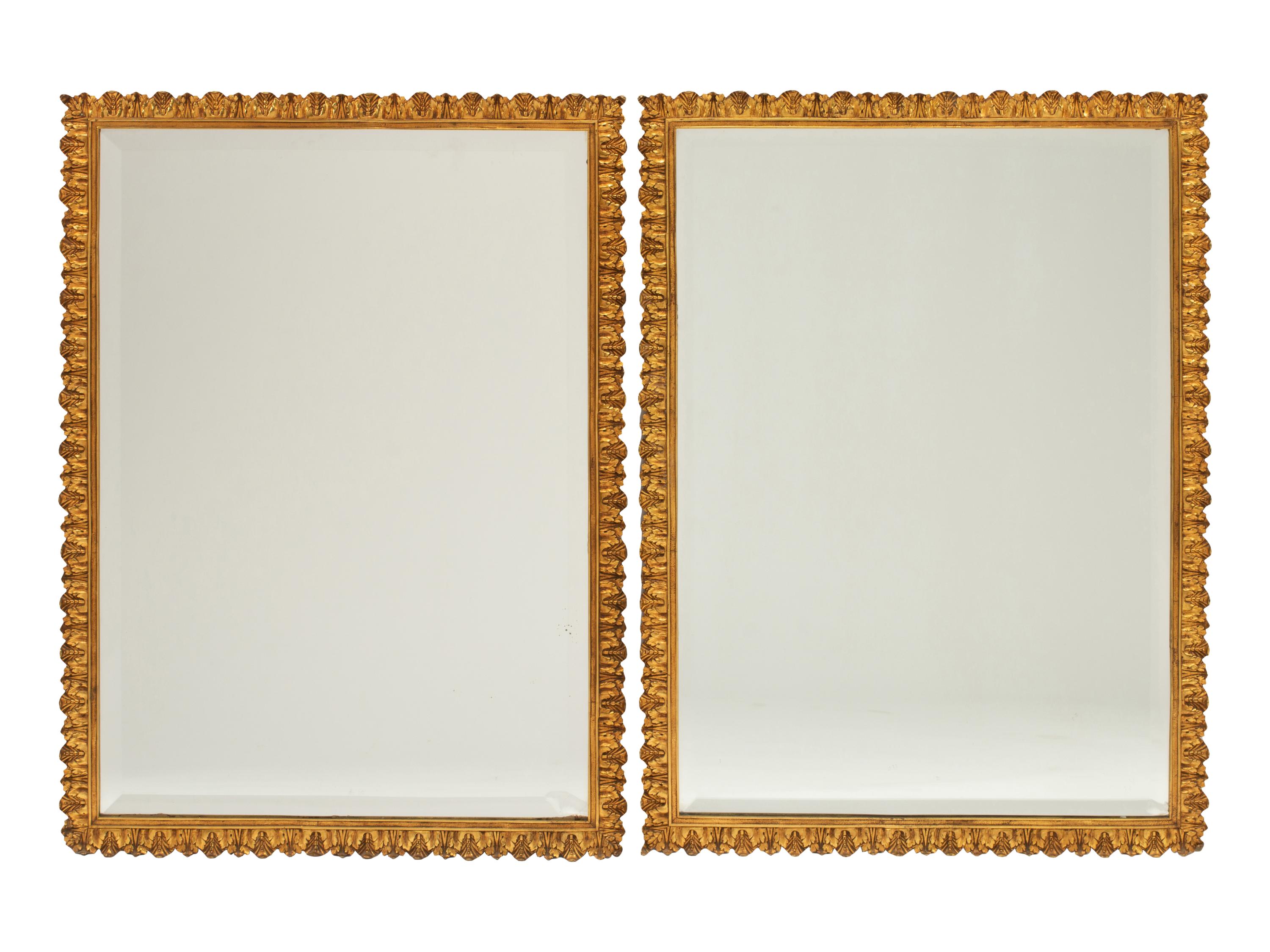 A Pair of Louis XVI Style Gilt Bronze Mirrors