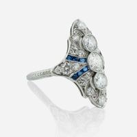 An Art Deco Diamond and Sapphire Ring