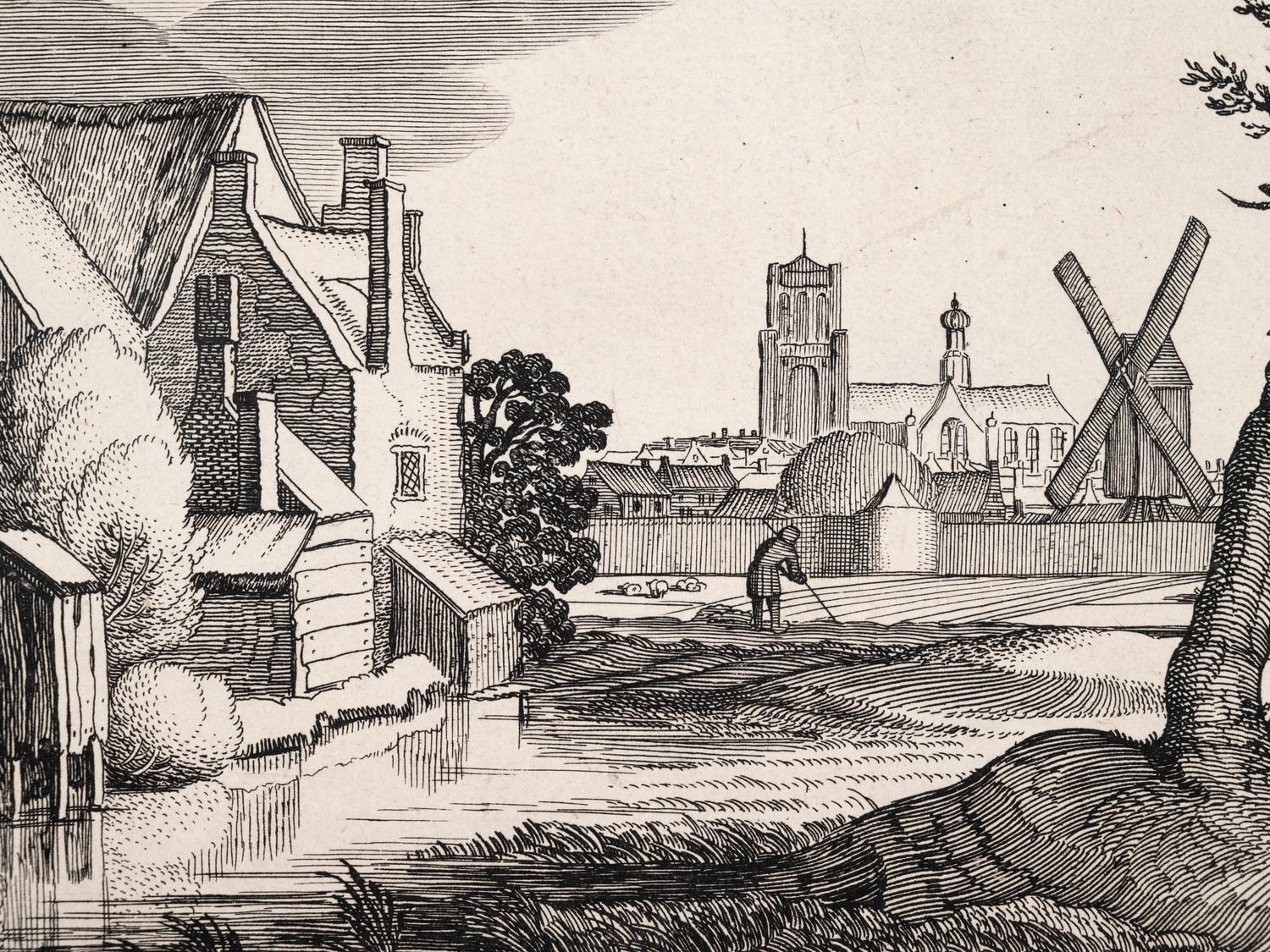 A group of five prints ( The Brewery by a Frozen Canal; The Repast Under the Tent; The Village Gateway; Untitled (Archway Over the Road); Untitled (View of a Walled Town) )