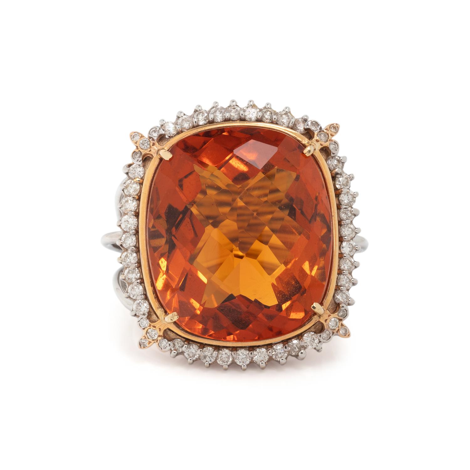 BICOLOR GOLD, CITRINE AND DIAMOND RING