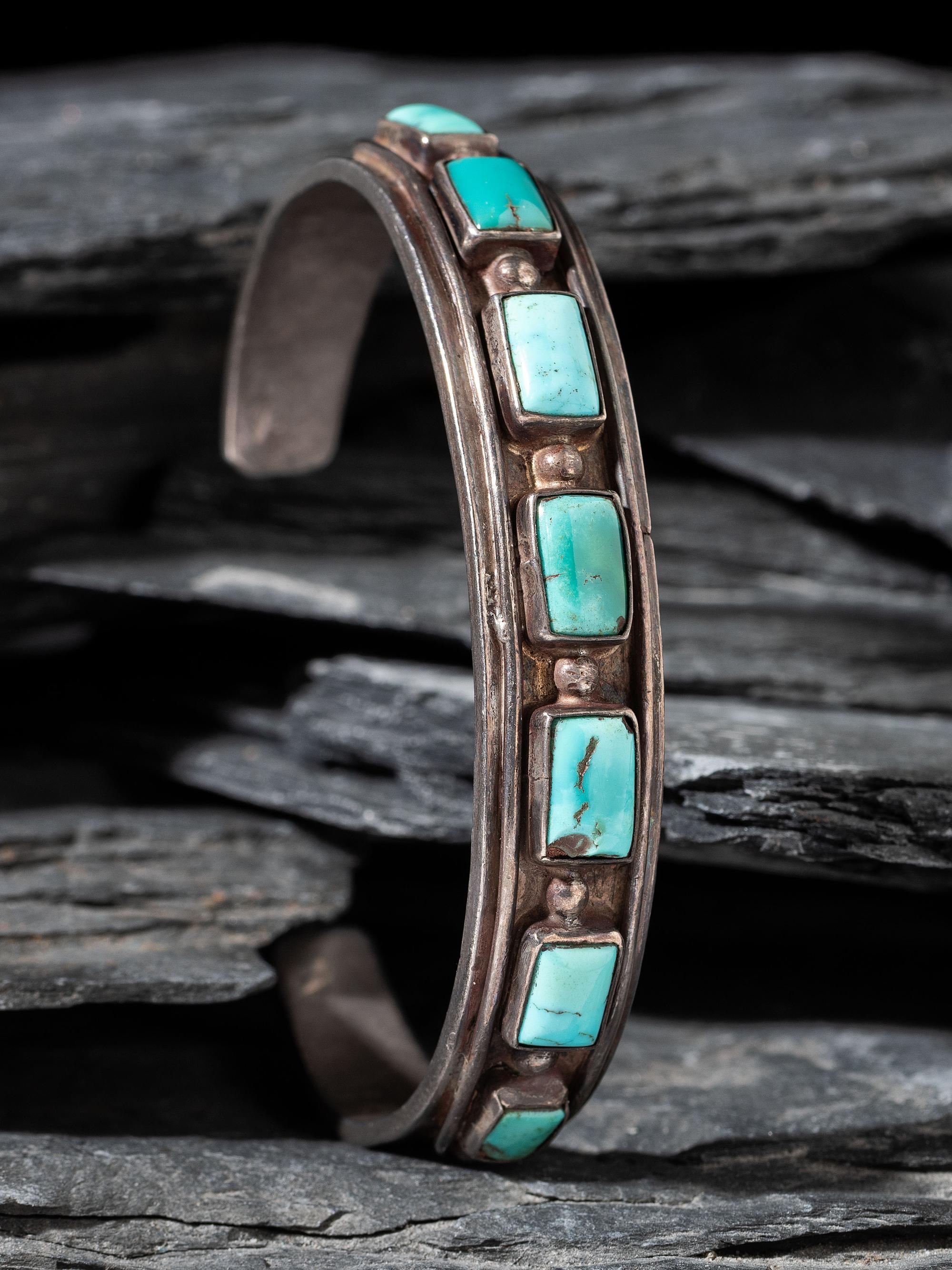Navajo Silver and Turquoise Cuff Bracelet