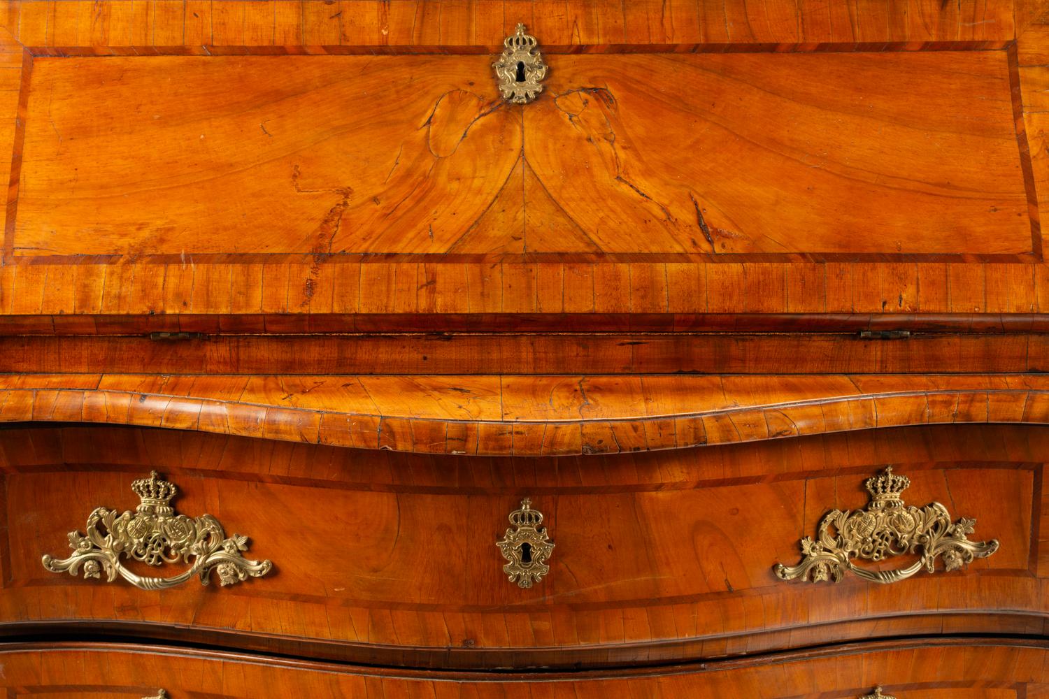 A German or Austrian Walnut Slant-Front Bureau