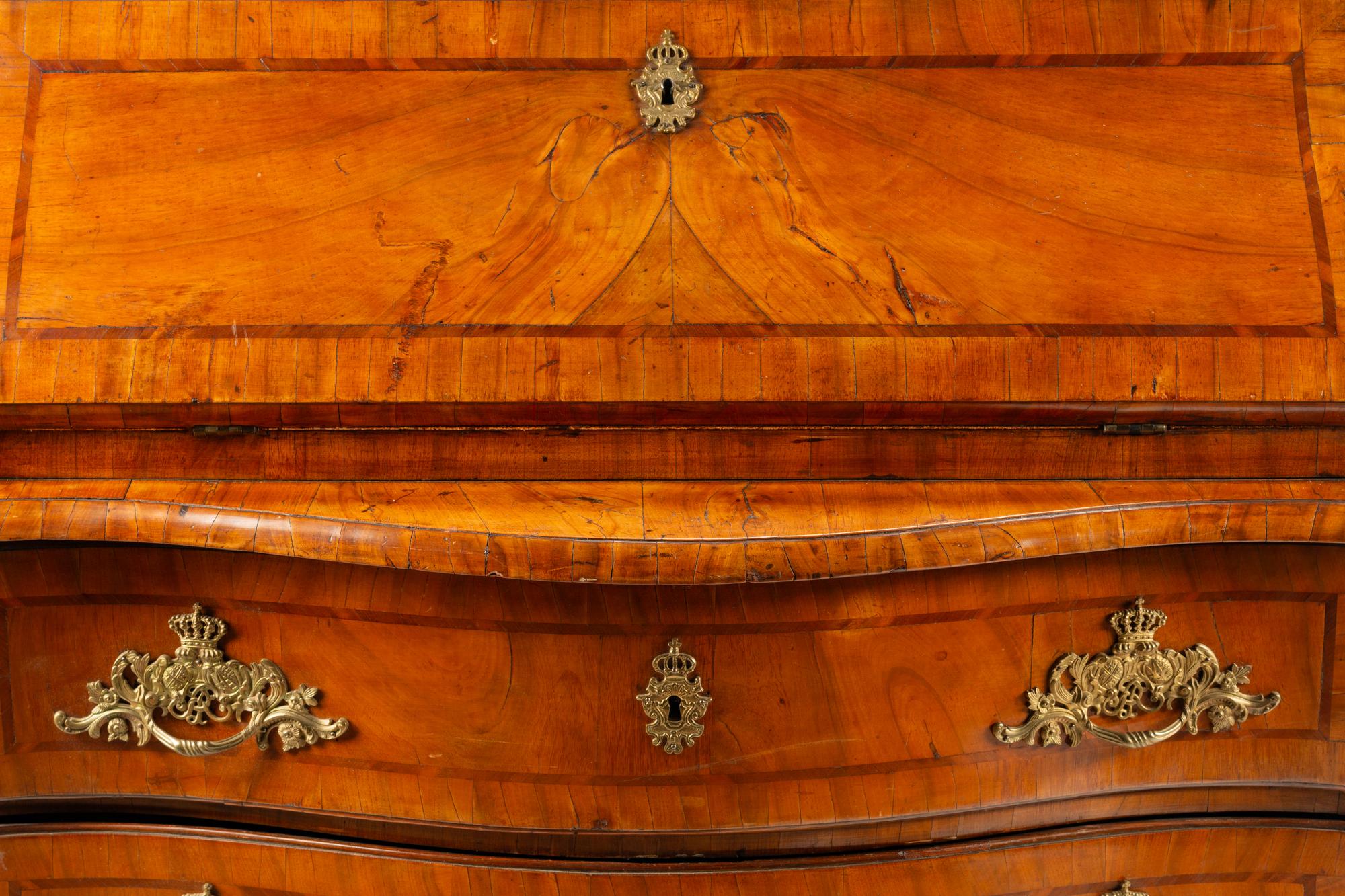 A German or Austrian Walnut Slant-Front Bureau