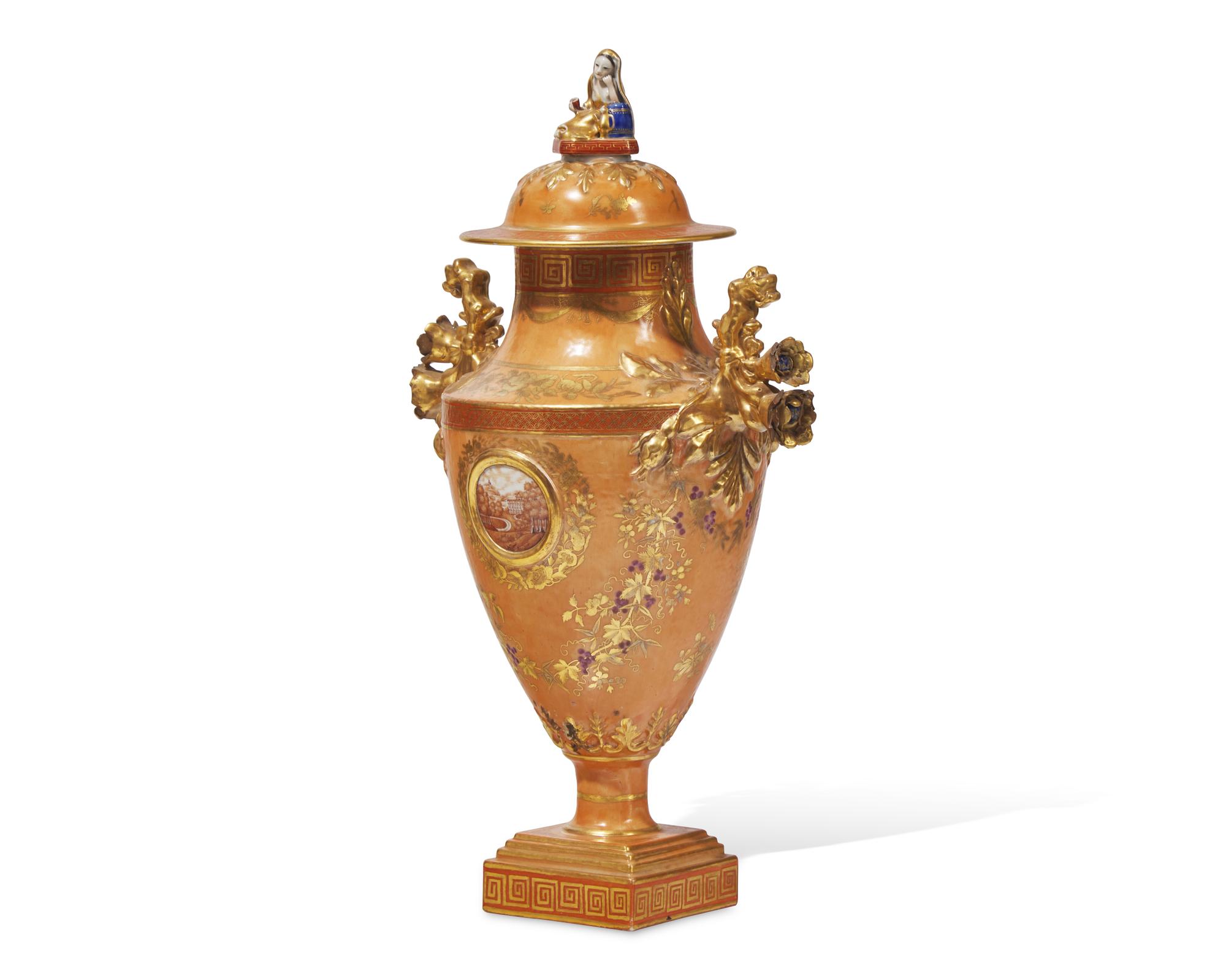 A Chinese Export Porcelain "Apricot" Urn And Cover