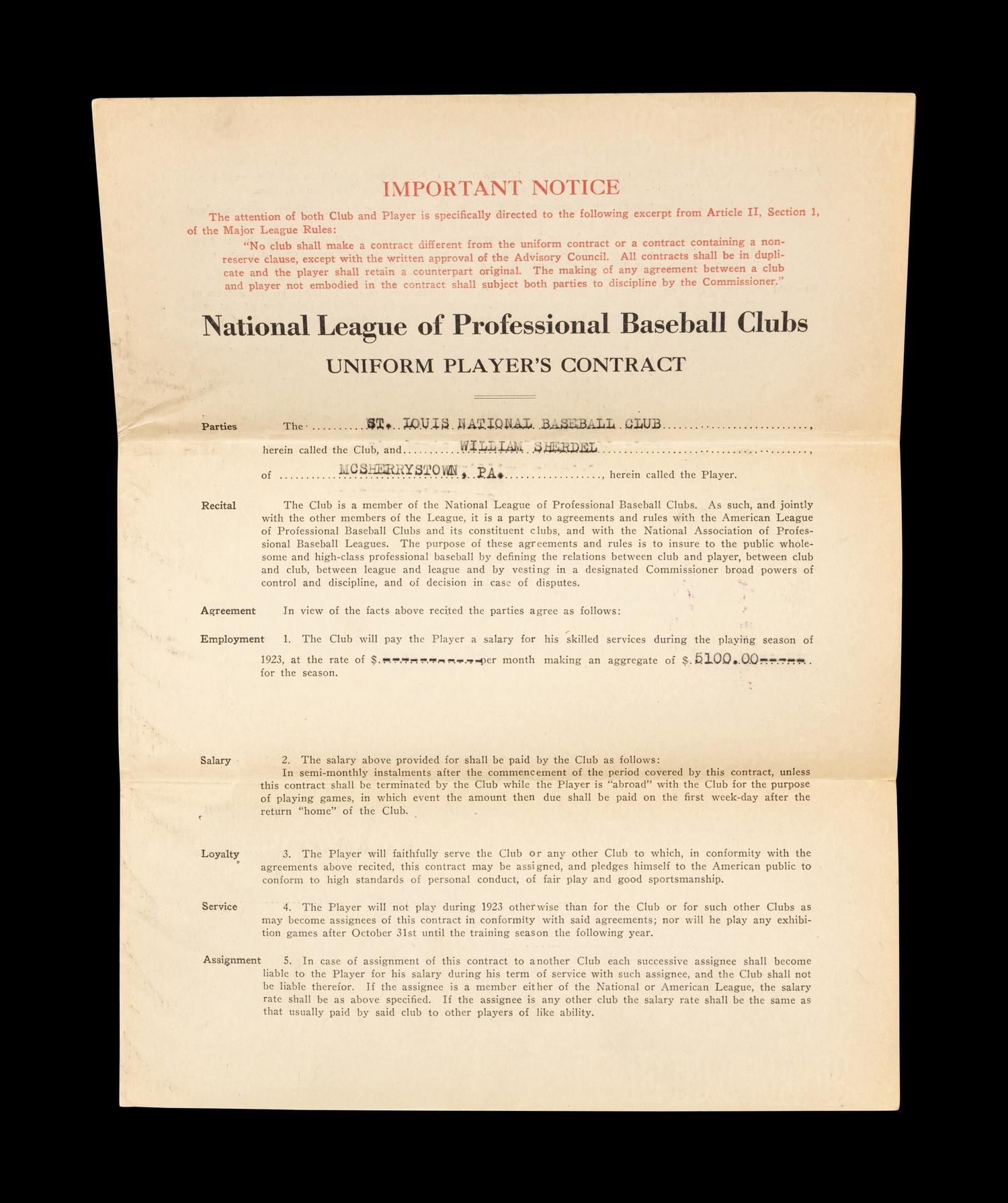 A Group of 15 1920s-30s St. Louis Cardinals Contract Agreements All Signed by Branch Rickey