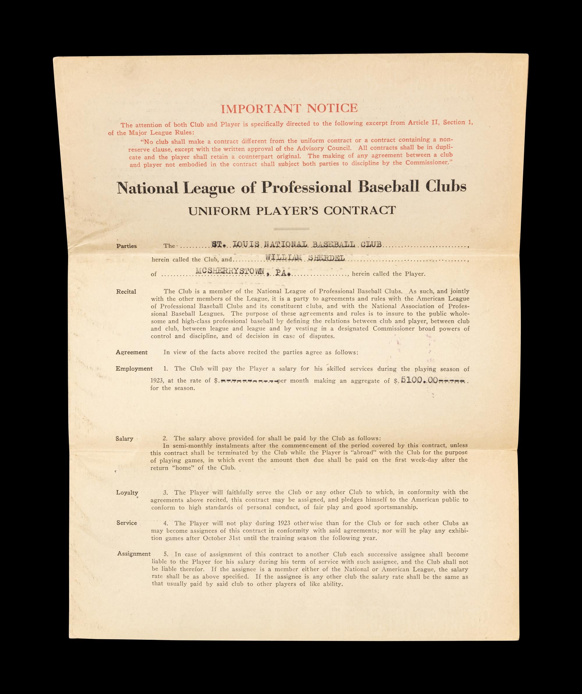 A Group of 15 1920s-30s St. Louis Cardinals Contract Agreements All Signed by Branch Rickey