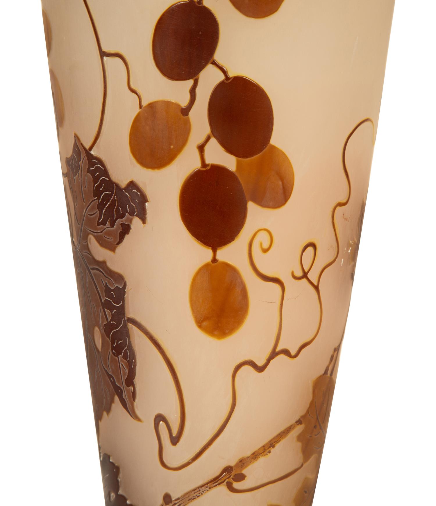 A Cameo Glass Baluster Vase in the Style of Emile Gallé